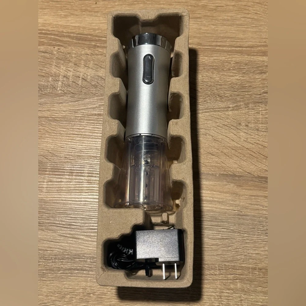 Wireless Silver Electric corkscrew wine opener with charger light up foil cutter